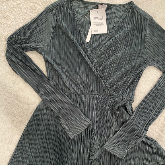 Maternity front wrap blouse - Green - Small - Picture 3 of 5